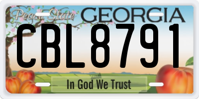 GA license plate CBL8791