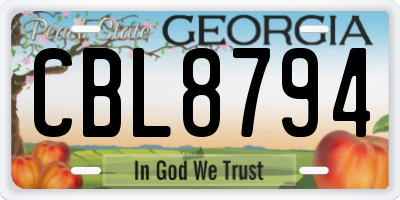 GA license plate CBL8794