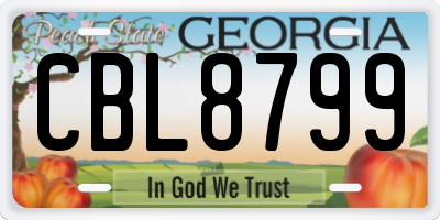 GA license plate CBL8799