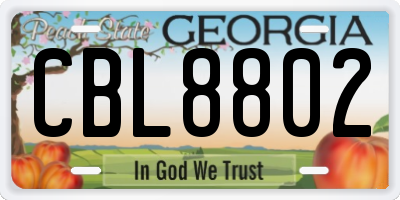 GA license plate CBL8802