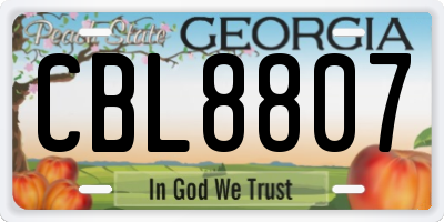 GA license plate CBL8807