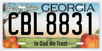 GA license plate CBL8831