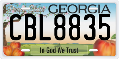 GA license plate CBL8835