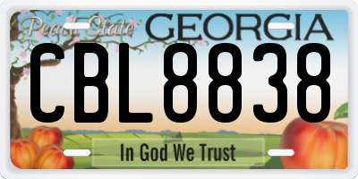 GA license plate CBL8838