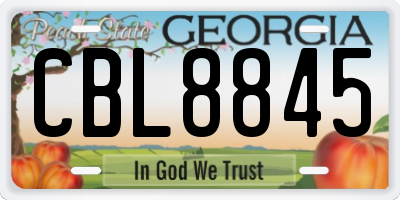 GA license plate CBL8845
