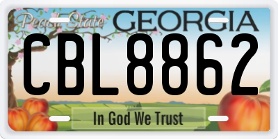 GA license plate CBL8862