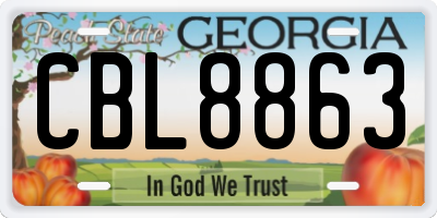 GA license plate CBL8863