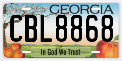 GA license plate CBL8868