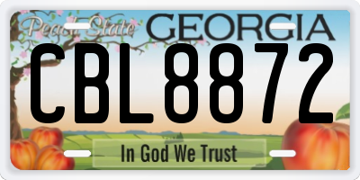GA license plate CBL8872
