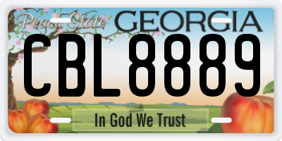 GA license plate CBL8889