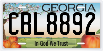 GA license plate CBL8892