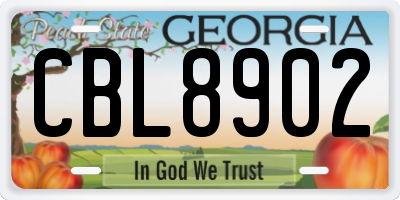 GA license plate CBL8902