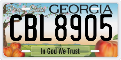 GA license plate CBL8905