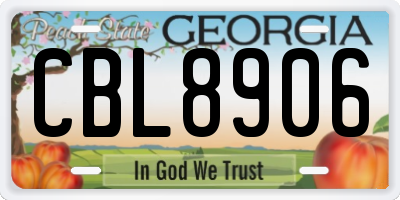 GA license plate CBL8906