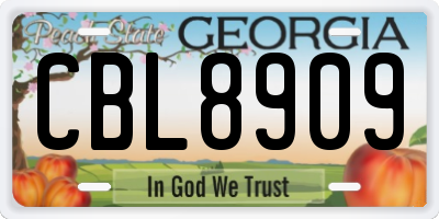 GA license plate CBL8909