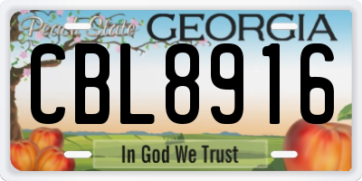 GA license plate CBL8916