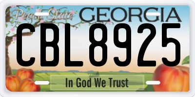 GA license plate CBL8925