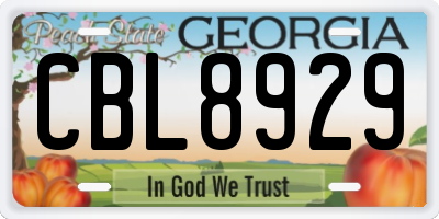 GA license plate CBL8929