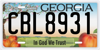 GA license plate CBL8931
