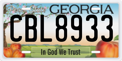 GA license plate CBL8933