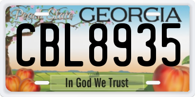GA license plate CBL8935