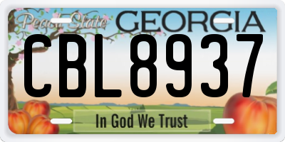 GA license plate CBL8937