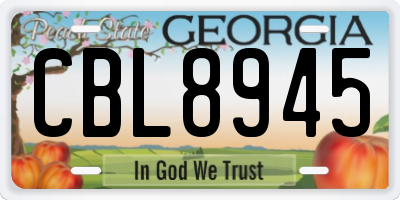 GA license plate CBL8945
