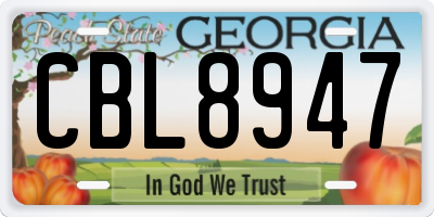 GA license plate CBL8947