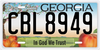 GA license plate CBL8949