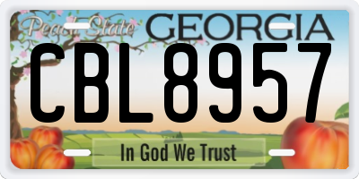 GA license plate CBL8957