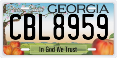 GA license plate CBL8959