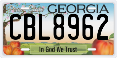 GA license plate CBL8962