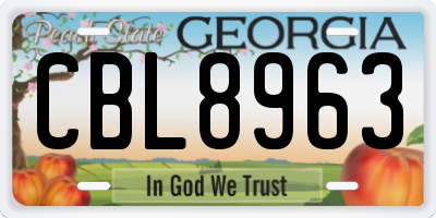 GA license plate CBL8963
