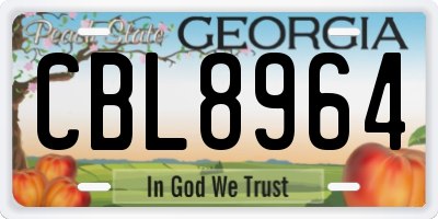 GA license plate CBL8964