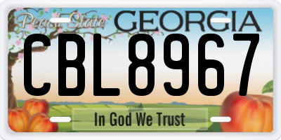 GA license plate CBL8967