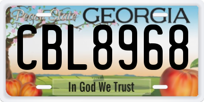 GA license plate CBL8968