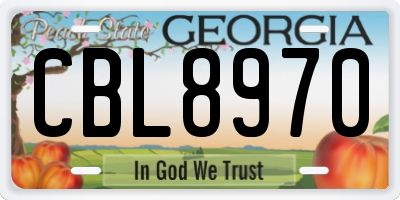 GA license plate CBL8970