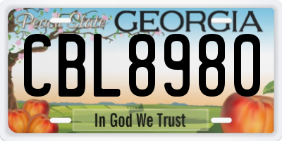 GA license plate CBL8980