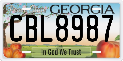 GA license plate CBL8987