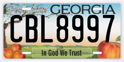 GA license plate CBL8997