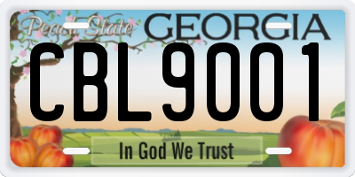 GA license plate CBL9001