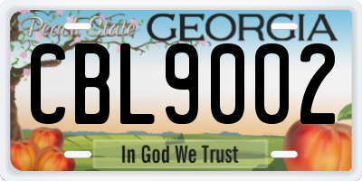 GA license plate CBL9002