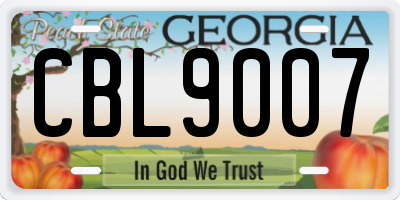 GA license plate CBL9007