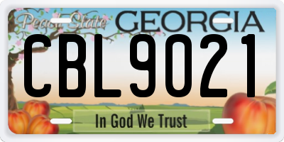 GA license plate CBL9021