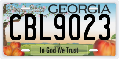 GA license plate CBL9023