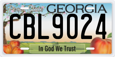 GA license plate CBL9024