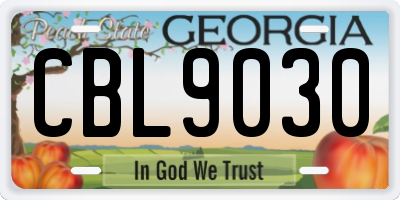 GA license plate CBL9030
