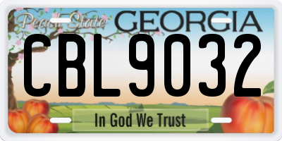 GA license plate CBL9032