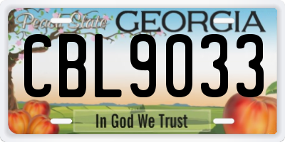 GA license plate CBL9033