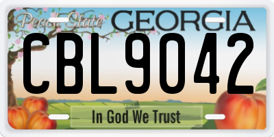 GA license plate CBL9042